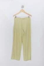 Calça de tecido feminina amarela esverdeada 