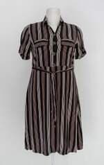 Vestido feminino estampado com Faixa na Cintura e Forro