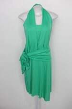 Vestido Bob store feminino verde com Assimetria e Faixa na Cintura