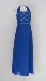 Vestido de Festa Corselet feminino azul com Aplique