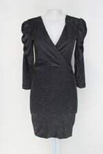 Vestido my place feminino preto e prata com Meio forro