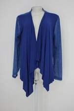 Cardigan feminina azul com Recortes e Transparência