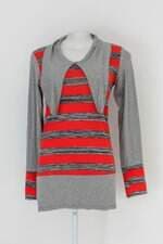 blusa de Malha feminina listrada com Recortes