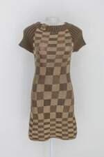 Vestido de tricot feminino marrom com Aplique