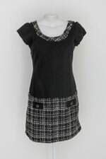 Vestido doce doce feminino preto com Recortes e Aplique