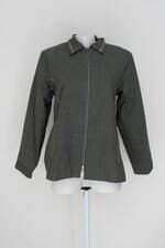 Jaqueta feminina cinza estampa listrada com Ombreira