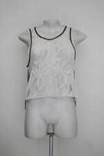Regata espaço fashion feminina off-white com Aplique e Renda