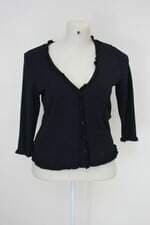 Cardigan tess feminino azul com Babado
