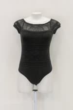 Body de tricot feminino preto com Transparência