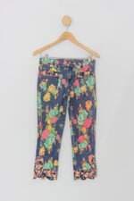 Calça Jeans farm feminina azul floral com Aplique