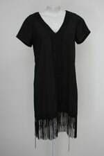 Vestido feminino preto com Bordado e Tiras