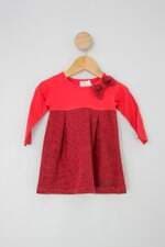 Vestido Infantil pulla bulla vermelho estampado com pregas 
