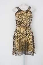 Vestido feminino animal print com Forro e Tule