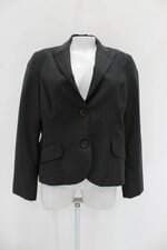 Blazer gregory feminino preto listrado com Ombreira e Forro