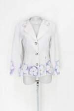 Blazer feminino branco estampado com Ombreira