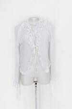 Cardigan kocastasr feminino branco com Bordado e Plissado