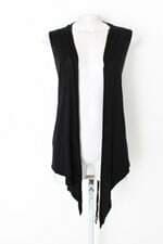 Cardigan feminino preto com Assimetria e Franzido