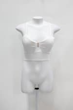 Regata cropped feminina branca com Bojo e Strass