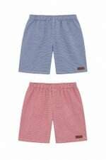  Kit 2 bermudas kids Marlan azul e vermelha com listras