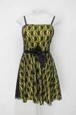 Vestido feminino bicolor com Bojo e Faixa na Cintura