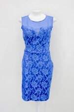 Vestido pano fino feminino azul com Bojo e Recortes
