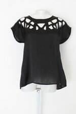 Blusa mamô feminina preta com Hotfix e Recortes
