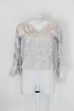 Blusa de veludo feminina cinza