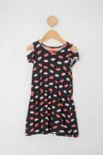 Vestido Infantil kyly preto estampado com recortes 