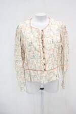 Casaqueto feminino creme estampado com Pregas e Vivo
