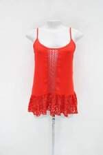 Regata cute feminina coral com Renda e Babado