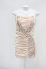 Vestido Planet Girls feminino off-white com Paetê e Pregas
