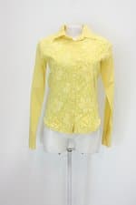 Camisa rubicon feminina amarela com Recortes e Renda