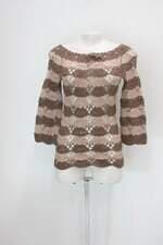 Suéter de crochê feminino bicolor