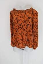 Blusa c&a feminina laranja floral com Franzido