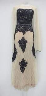 Vestido de festa renee couture feminino bicolor com bordado e renda