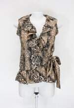 Blusa Renner feminina estampa animal print com Sobreposição e Faixa na Cintura