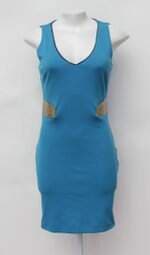 Vestido Reto azul em malha carmim