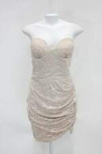 Vestido blue banana feminina bege com Bordado e Drapeado