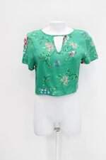 Blusa Cropped feminina verde floral 