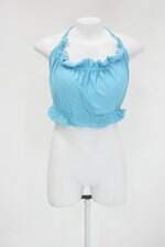 Blusa cropped feminina azul com Bojo