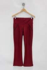 Calça de tecido feminina vinho com Cós com elástico e Vivo