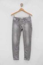 Calça de sarja stradivarius feminina cinza com Cós com elástico