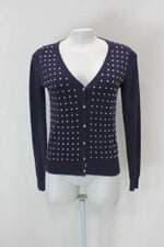 Cardigan audiovisual feminino azul com Aplique