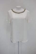 Blusa cheroy feminina off-white com Bordado e Recortes