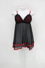 Baby doll feminino preto com Transparência e Renda