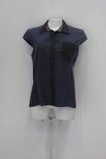 Camisa refazenda feminina azul com Recortes