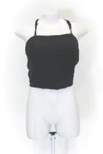 Regata cropped feminina preta com Bojo e Tiras