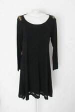 Vestido maria do inga feminino preto com Aplique e Strass e fios metalizados 