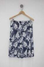 Saia feminina azul estampada com Bordado