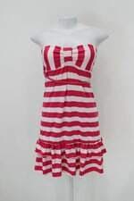 Vestido c&a feminino rosa listrado com faixa na cintura